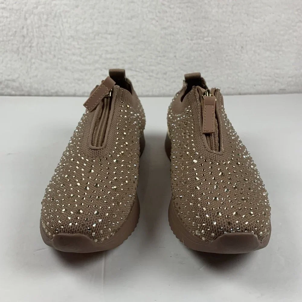 Kenneth Cole Reaction Cameron Zip Jewel Jogger Sneakers Women's Sz 6 Cashew 7888